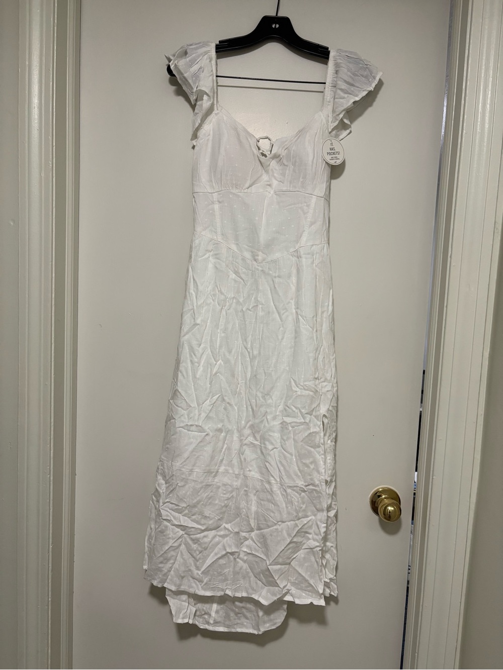 Hollister White Maxi Dress with Ruffle Straps
